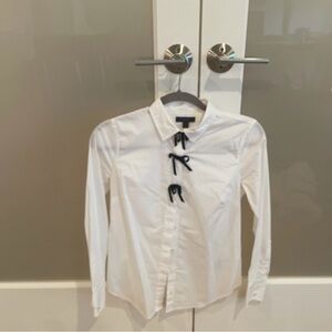 J. Crew White Shirt with Black Suede Bows